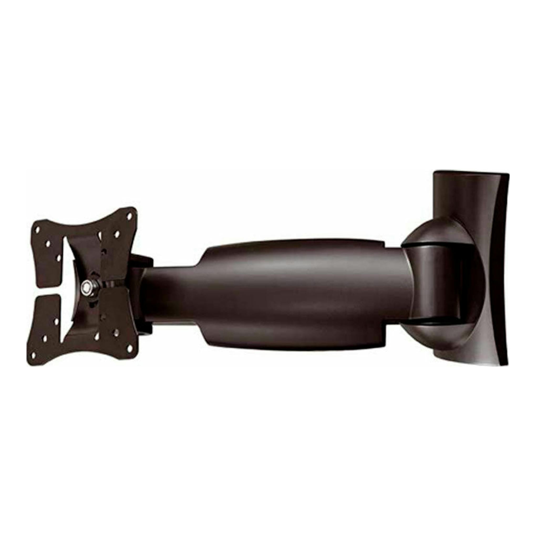Soporte de TV Vivanco WM 3220 negro, con brazo articulado y placa de montaje, vista frontal.