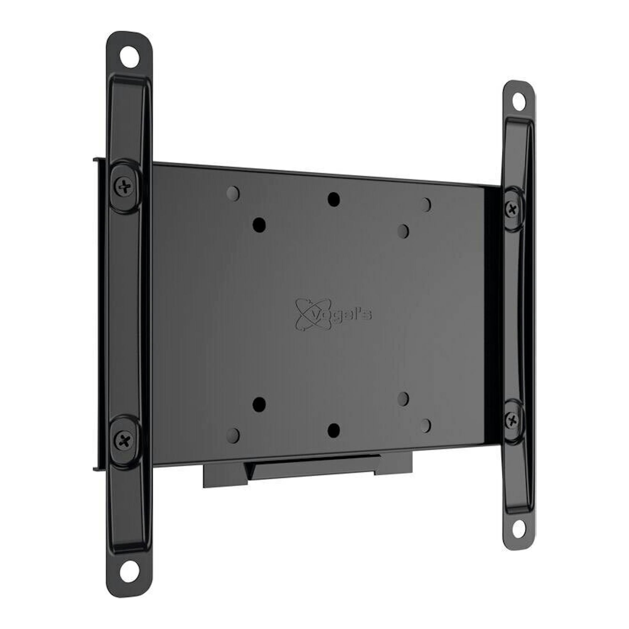 Soporte de pared para TV Vogels MA2000, negro, vista frontal con dos rieles verticales.