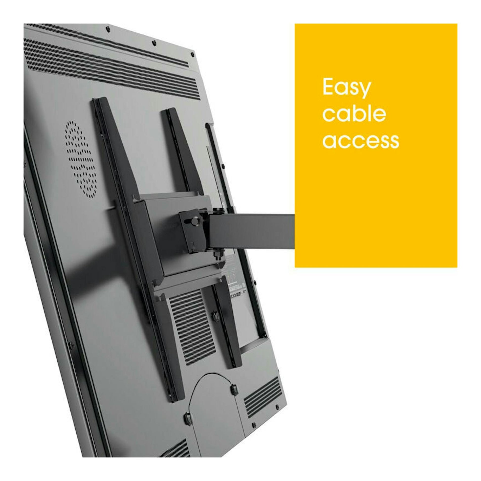 Soporte TV Vogels MA3040 negro, vista trasera del televisor con brazo articulado y acceso a cables.