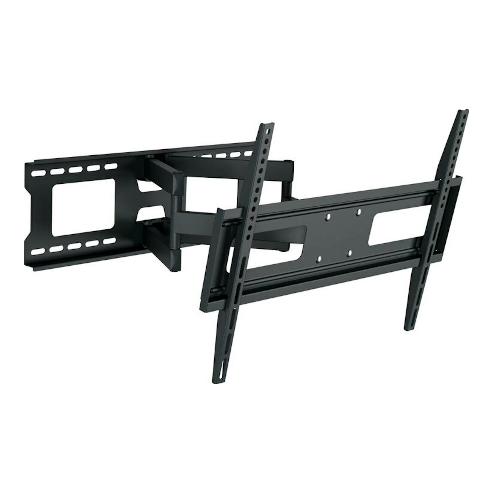 Soporte TV Vogels MA4040 negro, articulado y abatible, visto en perspectiva lateral sobre fondo blanco.