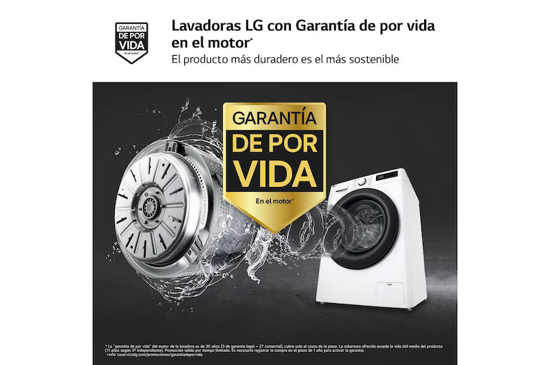 Lavadora LG F2WR5S08A0W de 8 kg con vapor y 1200 rpm