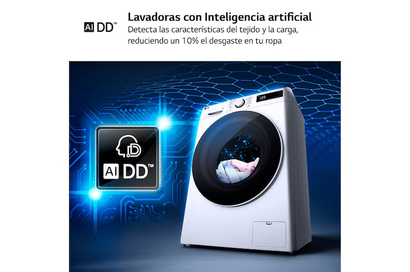 Lavadora LG F2WR5S08A0W de 8 kg con vapor y 1200 rpm