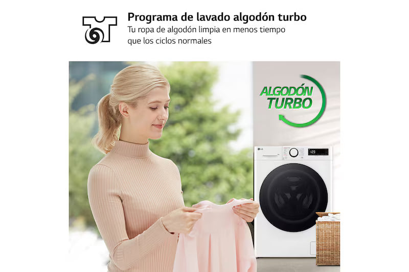 Lavadora LG F2WR5S08A0W de 8 kg con vapor y 1200 rpm