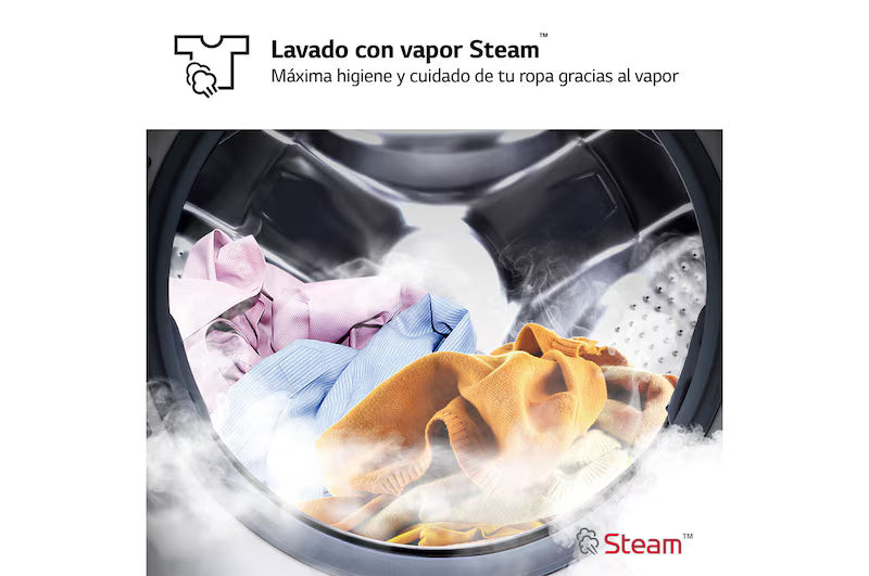 Lavadora LG F2WR5S08A0W de 8 kg con vapor y 1200 rpm