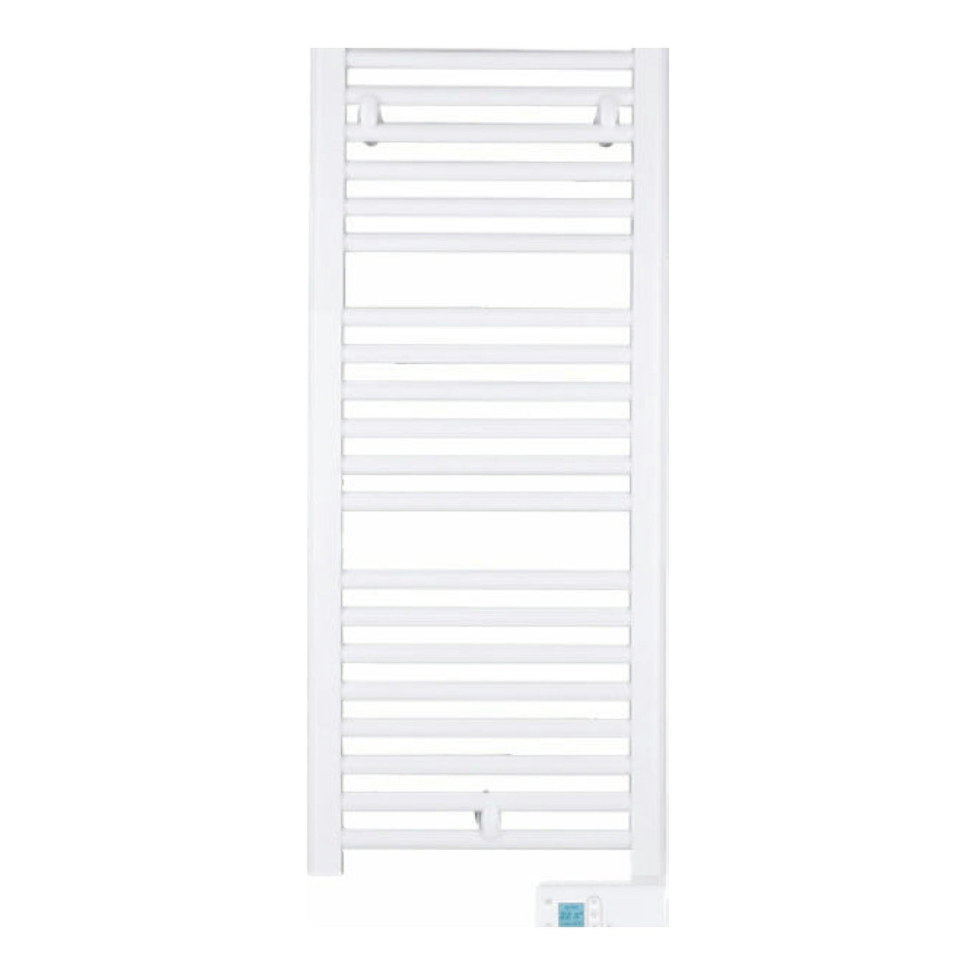 Toallero eléctrico blanco Edesa G. Atlantic Cocoon 500W, vista frontal con panel de control inferior.