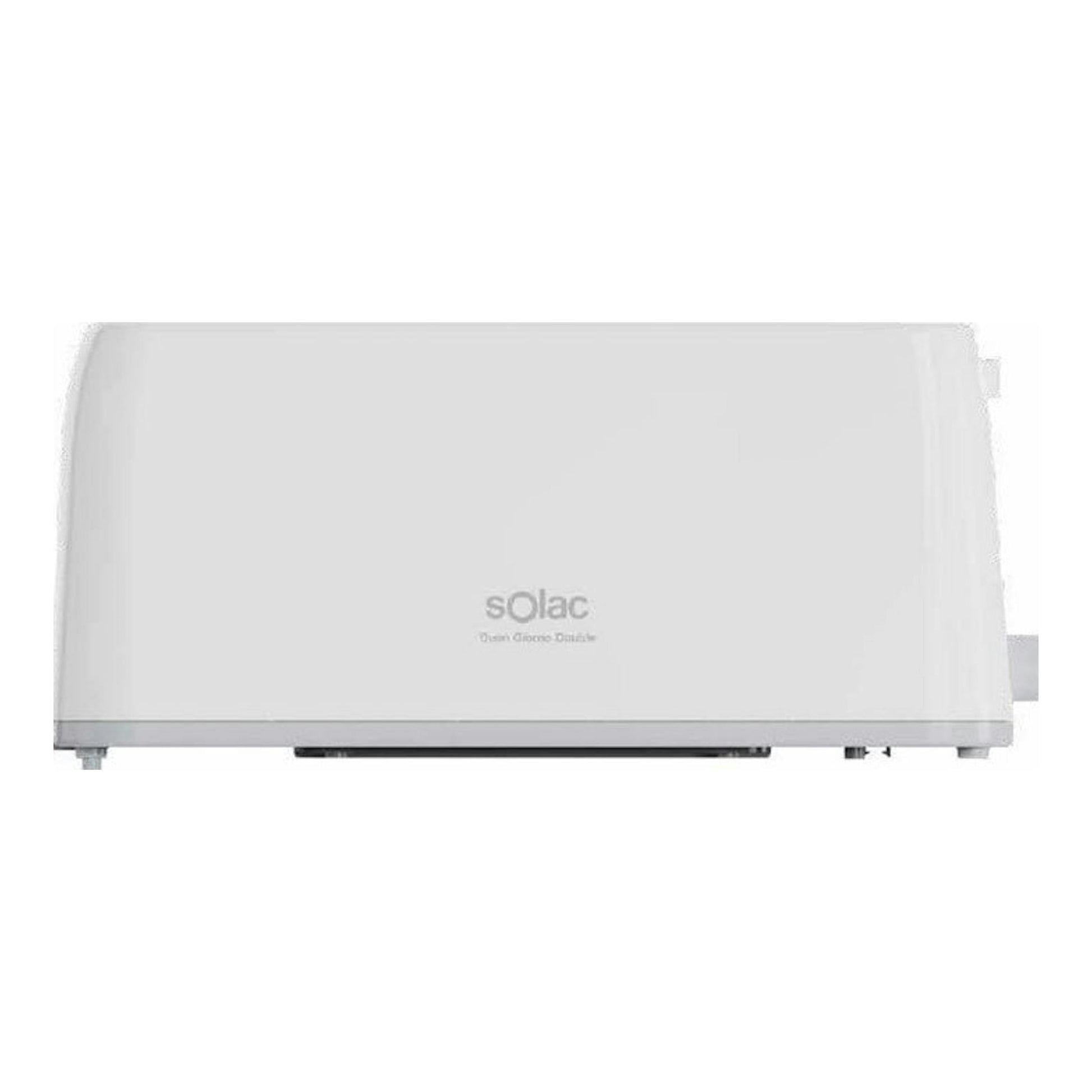 Tostador Solac TL5418 blanco, vista frontal, con carcasa rectangular y logo centrado.