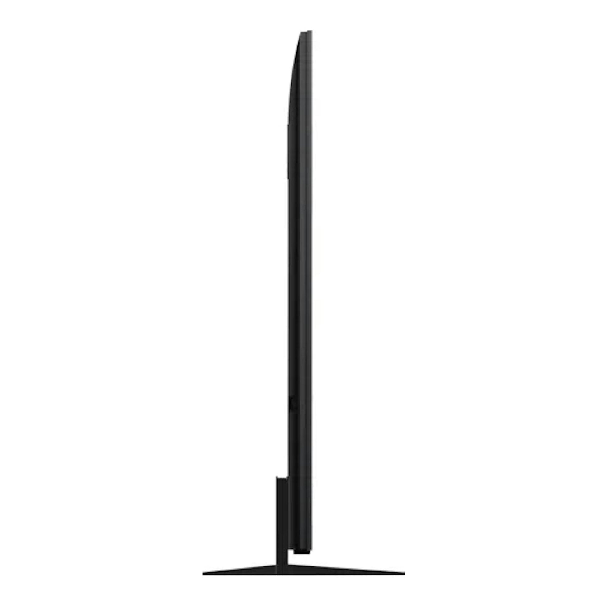 Televisor TCL 65C7L negro, vista lateral sobre base plana.