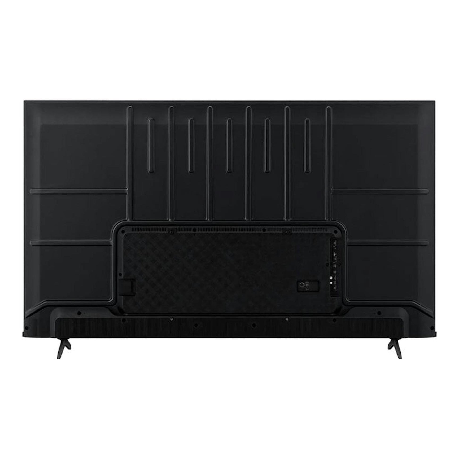 Televisor Hisense 43A6K 4K de 43", vista trasera en color negro con patas laterales.