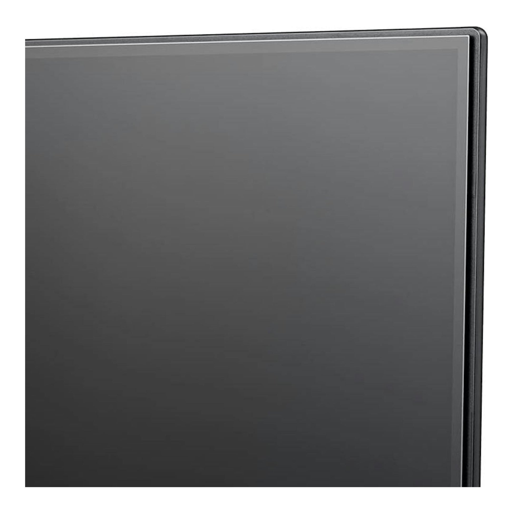 TV Hisense 43A6K 4K de 43 pulgadas, vista frontal parcial del borde negro de la pantalla.