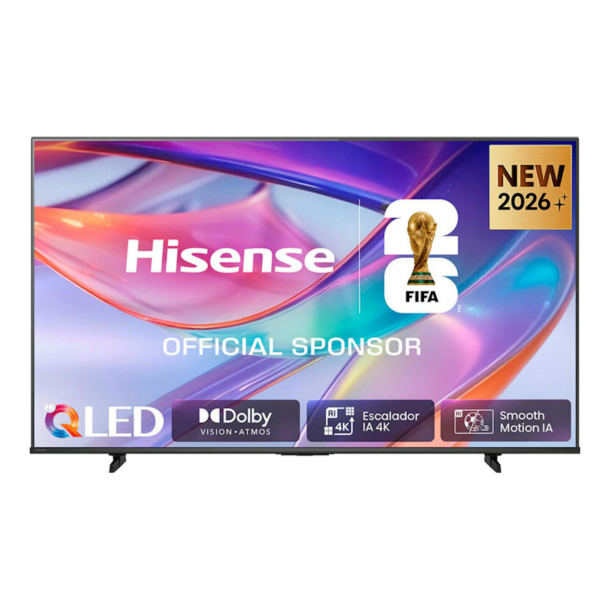 Televisor Hisense 65Q7S QLED 4K de 65", vista frontal, con pantalla promocional.