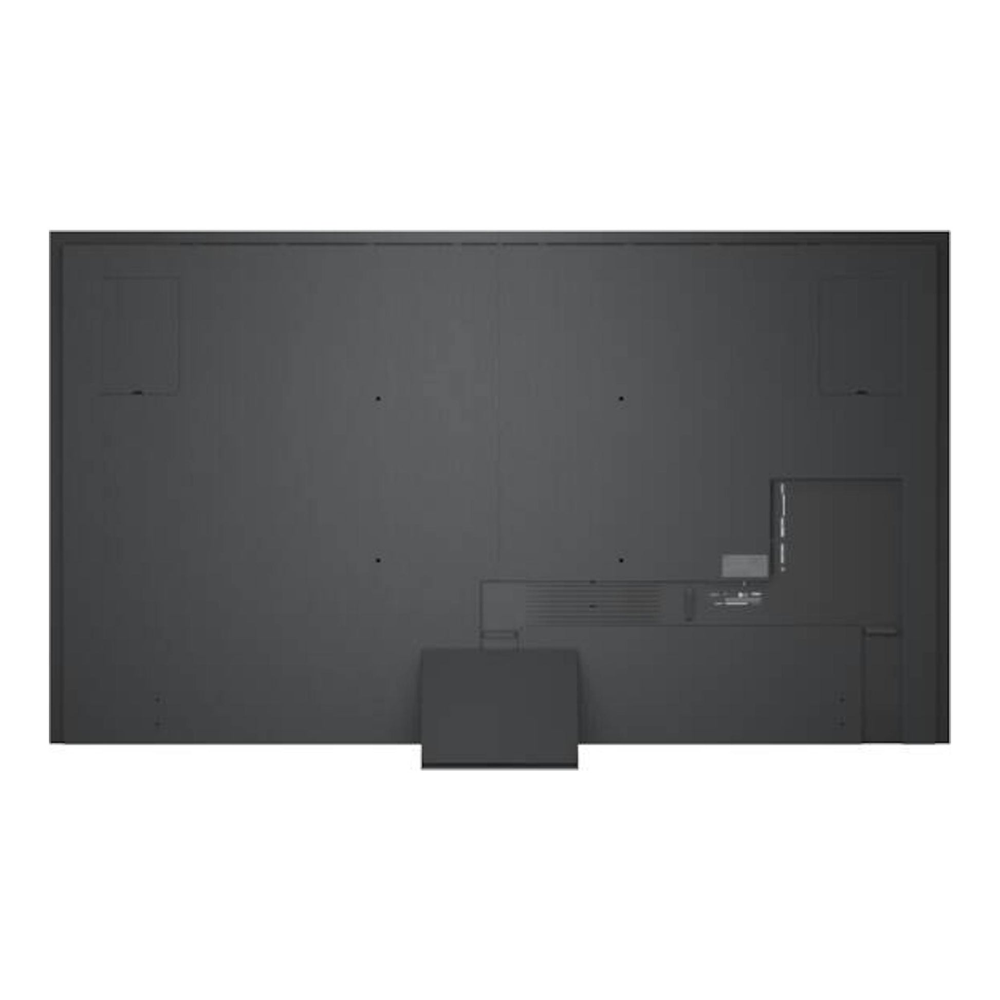 Parte trasera de un televisor LG 100QNED87B6.AEU negro, vista frontal.