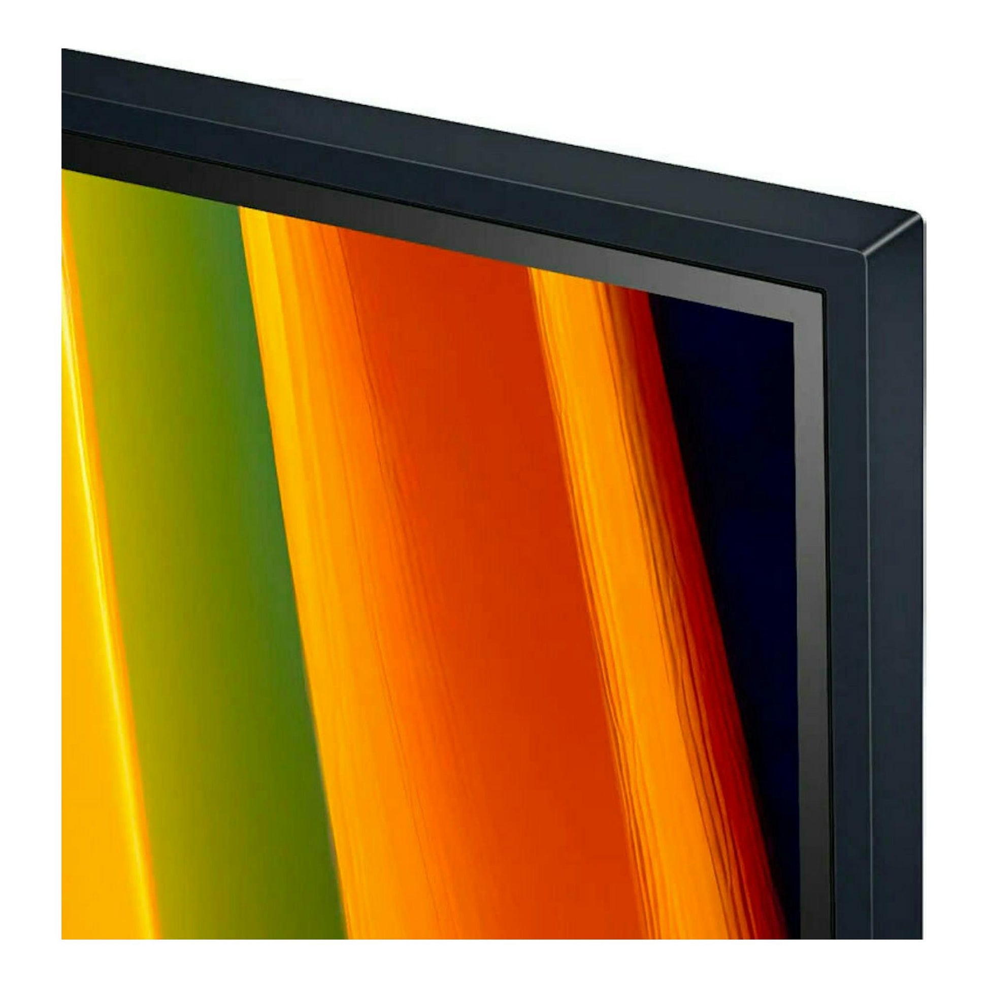 Televisor LG 50UT91006LA, vista en ángulo del borde superior derecho, marco negro y pantalla encendida.