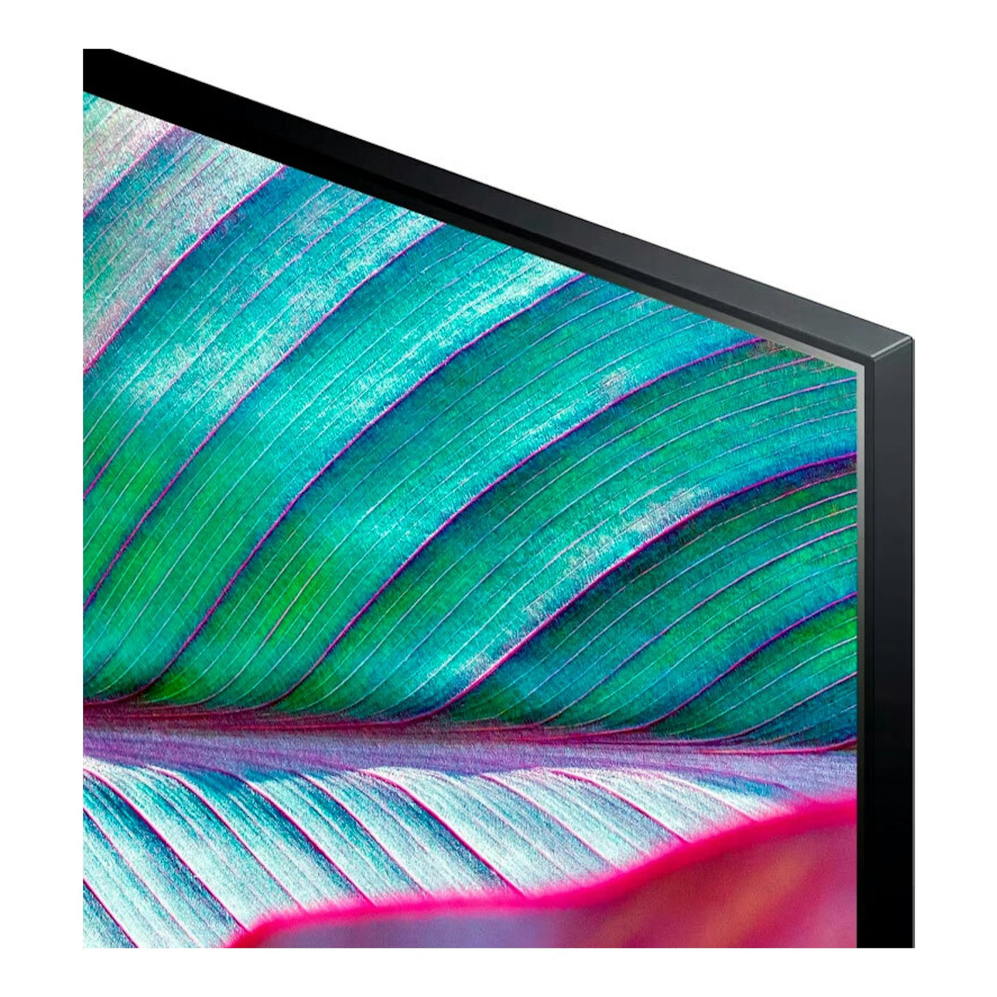 TV LG 65UR78006LK 4K de 65", vista en ángulo con marco negro y pantalla abstracta multicolor.