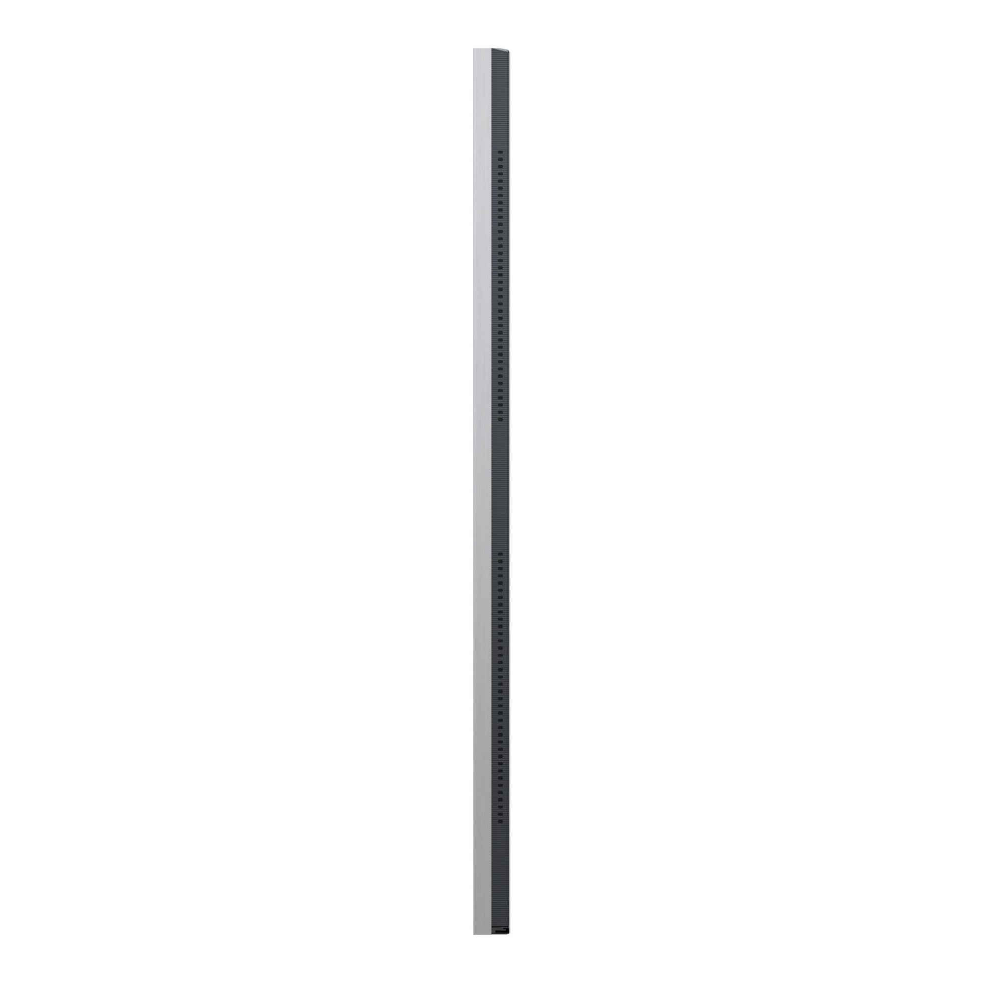 Televisor LG OLED55G64LW.AEU en vista lateral, perfil delgado gris y negro sobre fondo blanco.