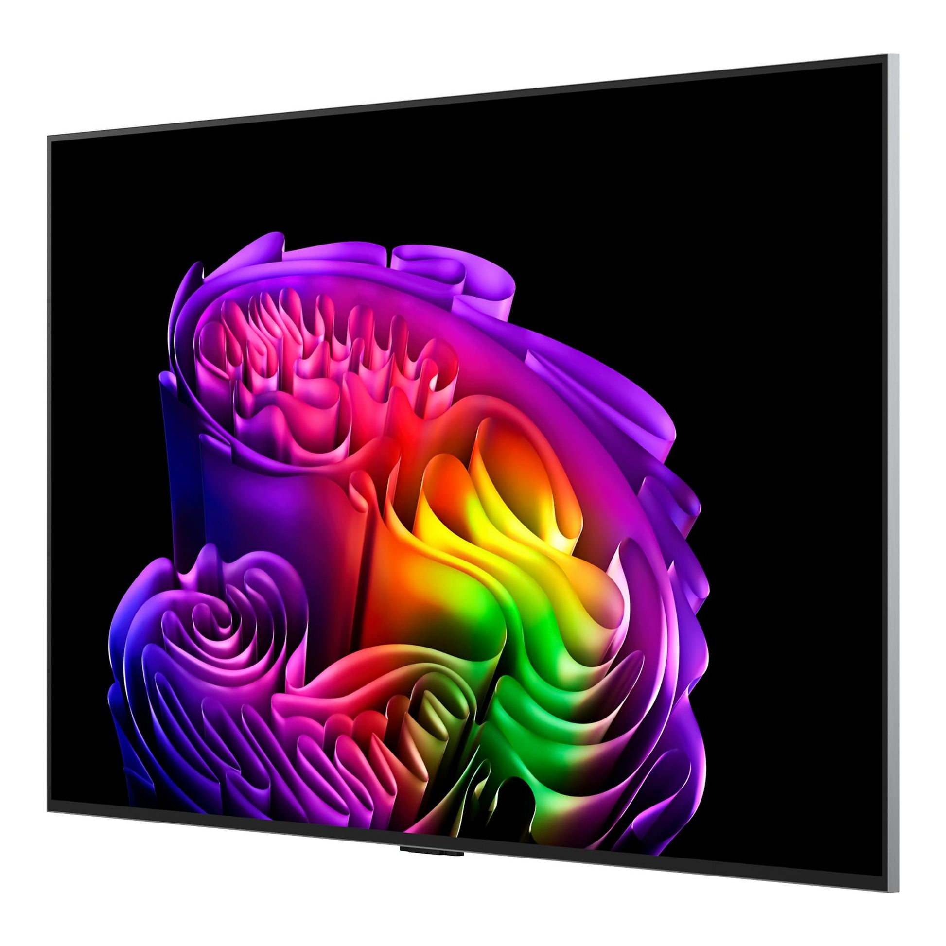 Televisor LG OLED55G64LW.AEU negro, vista frontal en ángulo, con pantalla OLED y fondo blanco.