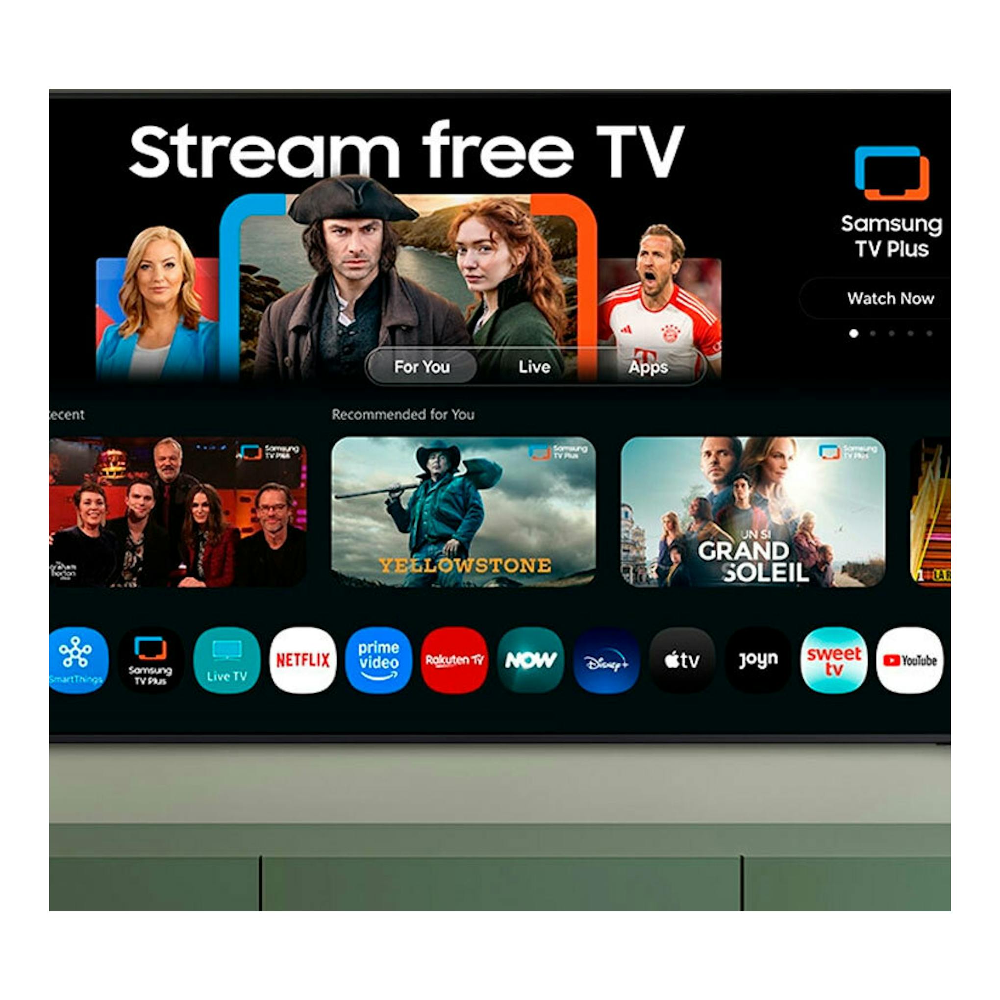 TV Samsung TQ50QN90FATXXC Neo QLED 4K 50" con interfaz Samsung TV Plus, vista frontal.