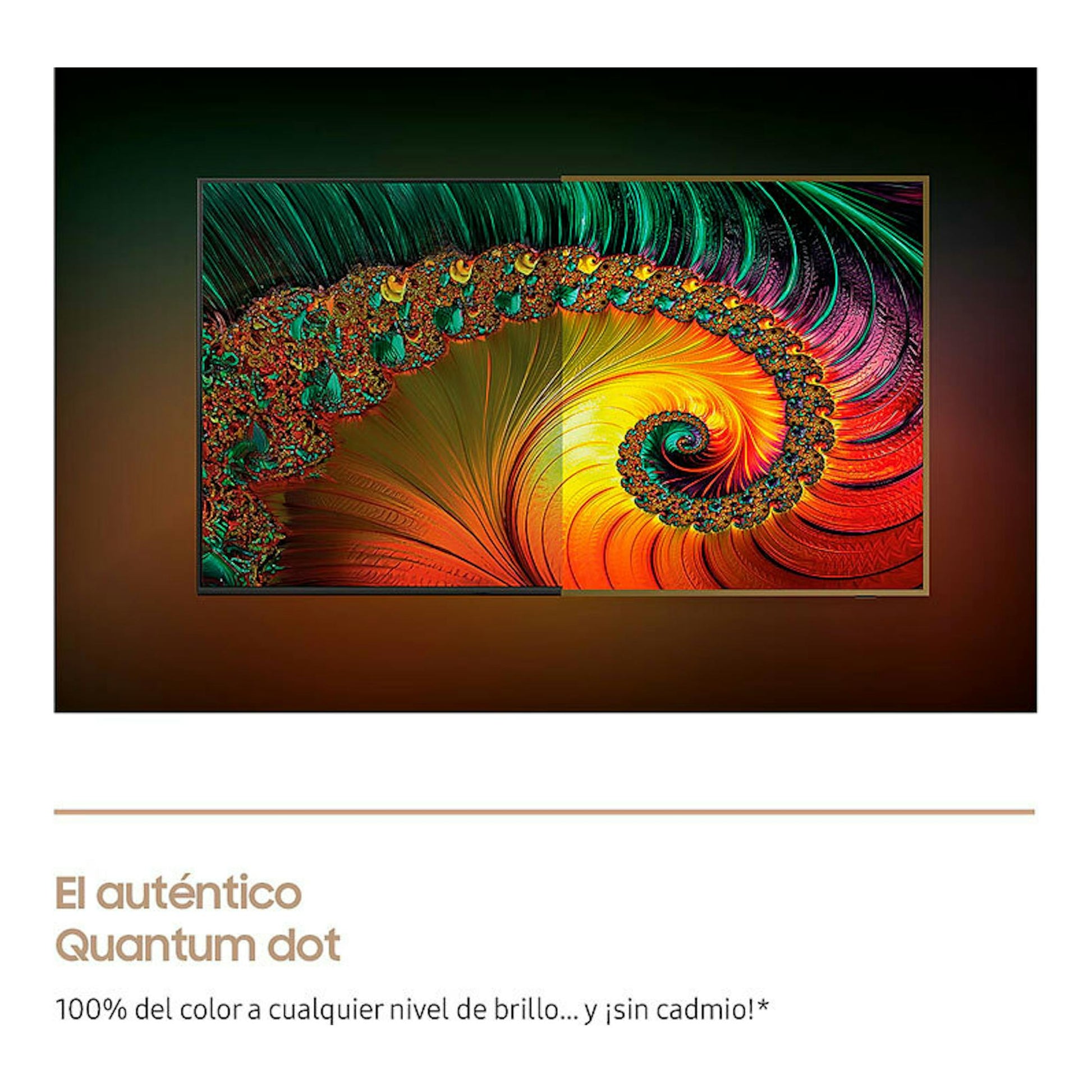 TV Samsung TQ55LS03FAUXXC QLED 4K de 55", vista frontal, con imagen abstracta multicolor y texto promocional.