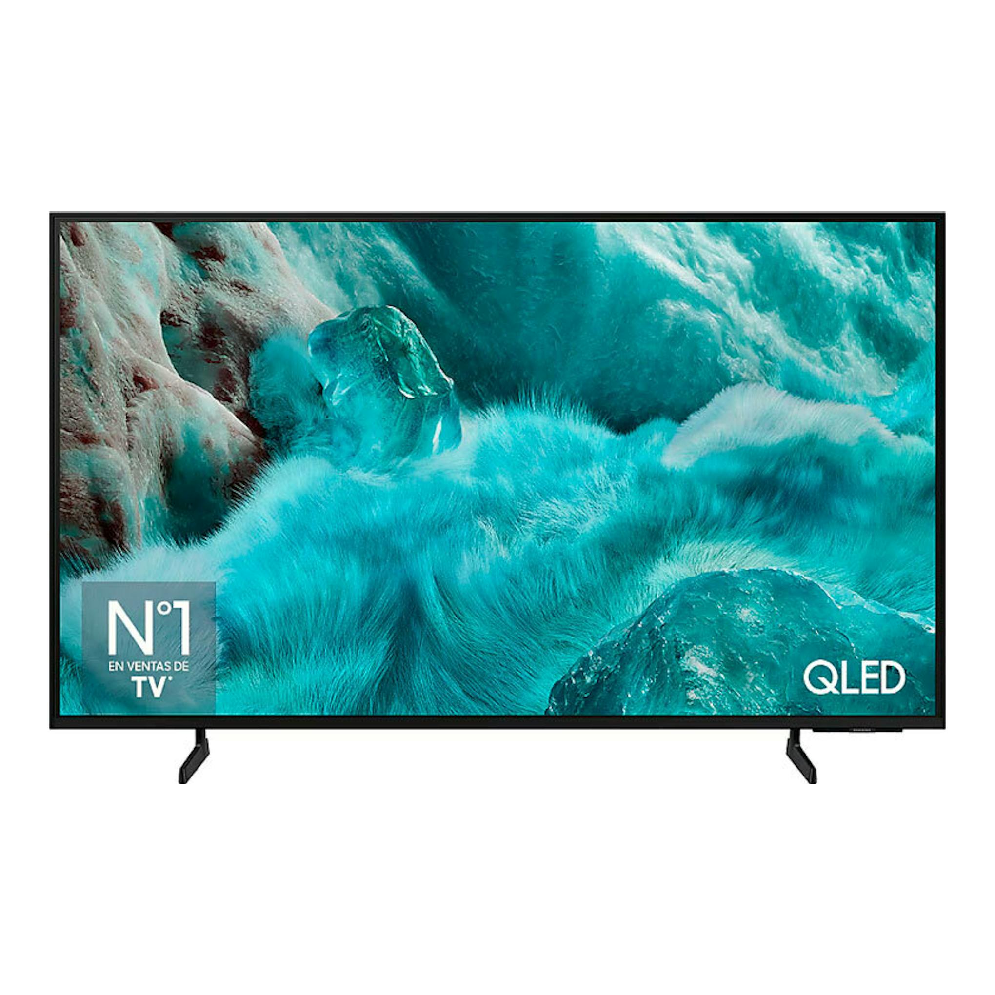 TV Samsung TQ65Q7FAAUXXC QLED 4K de 65 pulgadas, vista frontal, con peanas negras.