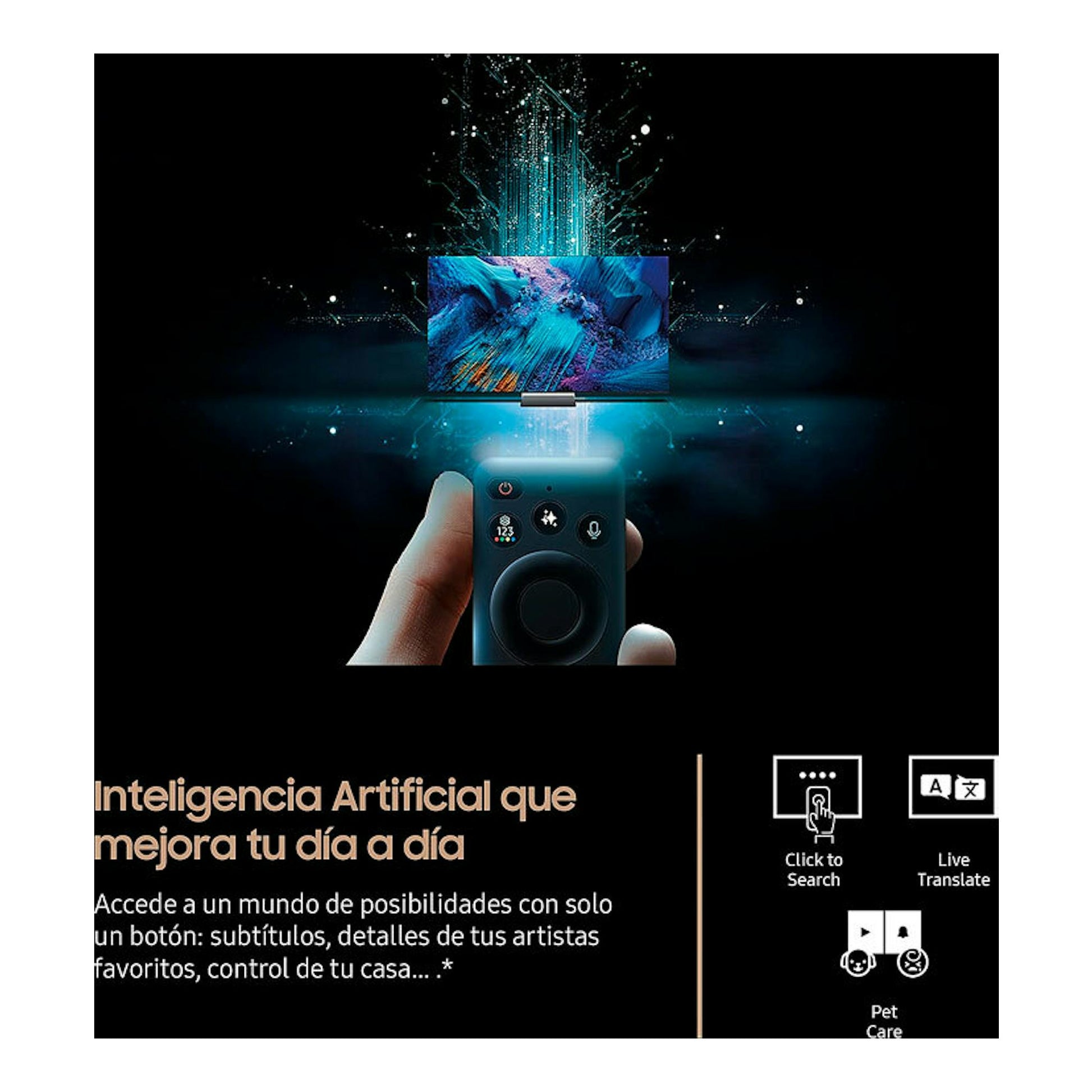 Samsung TQ65QN900FTXXC NeoQLED 8K de 65 pulgadas, con mando a distancia y televisor en vista frontal.