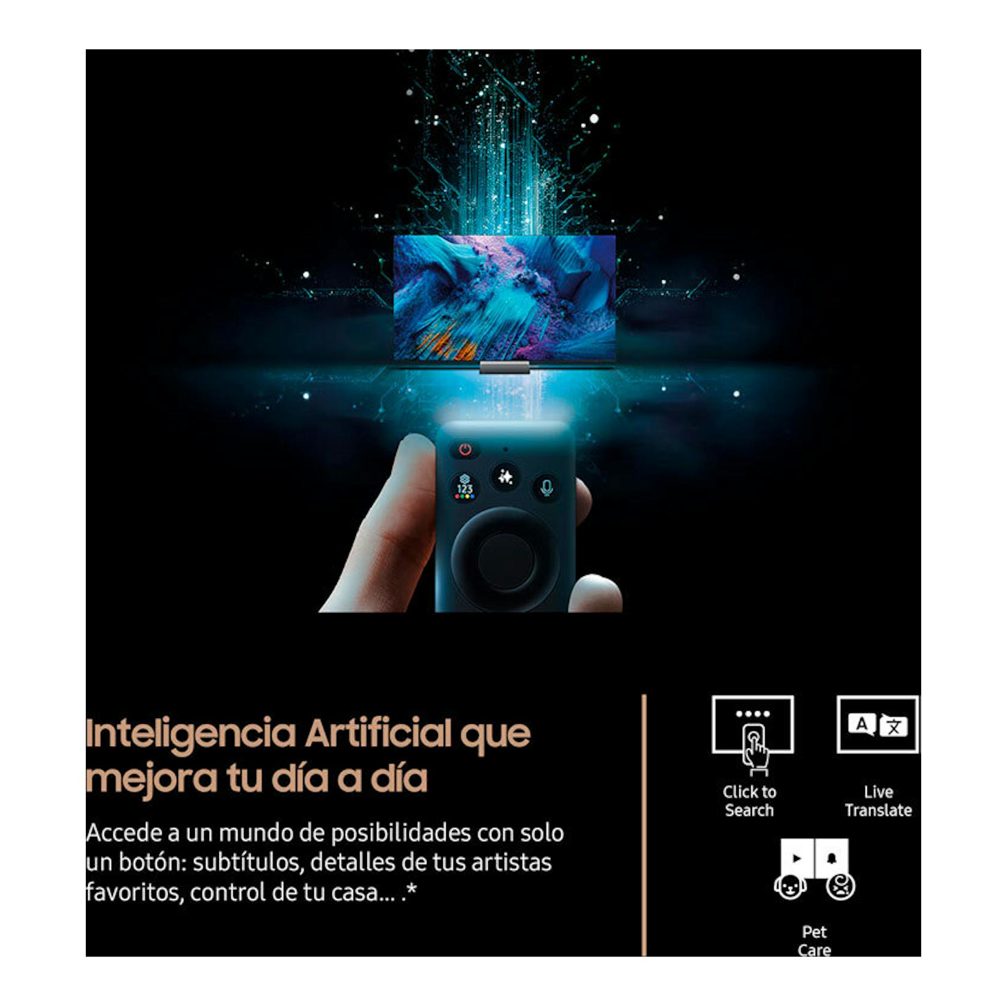 Imagen promocional de Samsung TQ83S93FAEXXC OLED 4K de 83", con televisor y mando a distancia.