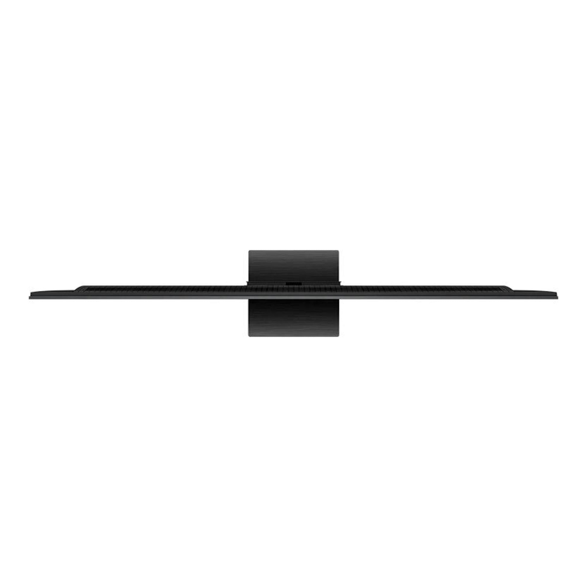TV TCL 85C7K MiniLED 4K de 85 pulgadas, vista lateral trasera, en color negro y soporte central.