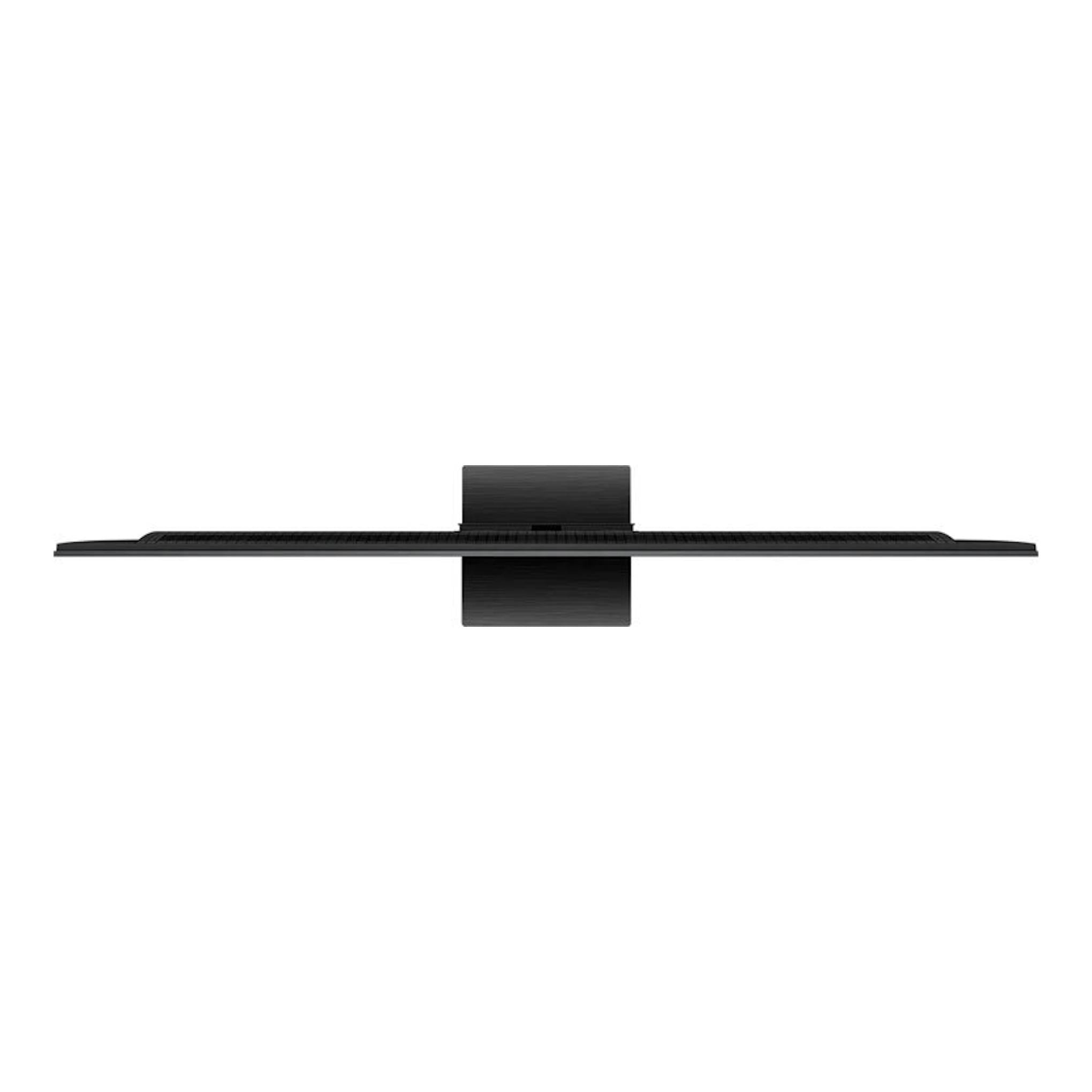 TV TCL 85C7K MiniLED 4K de 85 pulgadas, vista lateral trasera, en color negro y soporte central.