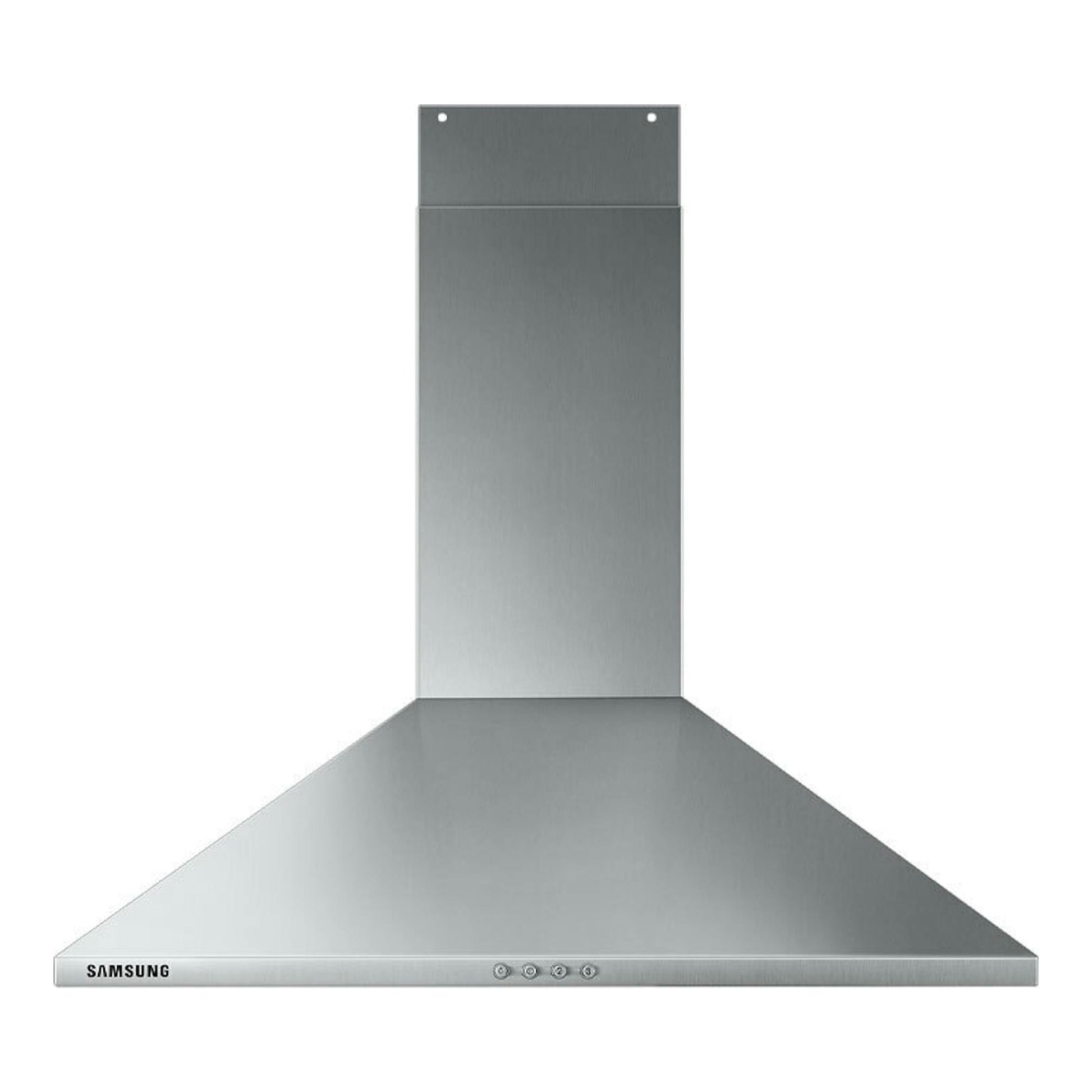 Campana decorativa Samsung NK24M3050PS/U1 inox, vista frontal, 60 cm, con chimenea y panel inclinado.