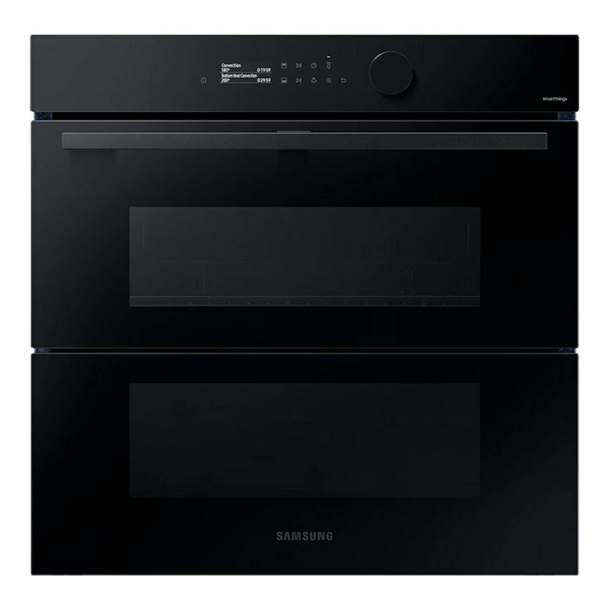 Horno Samsung NV7B5750TDK/U1 negro, vista frontal, con panel digital y mando giratorio.