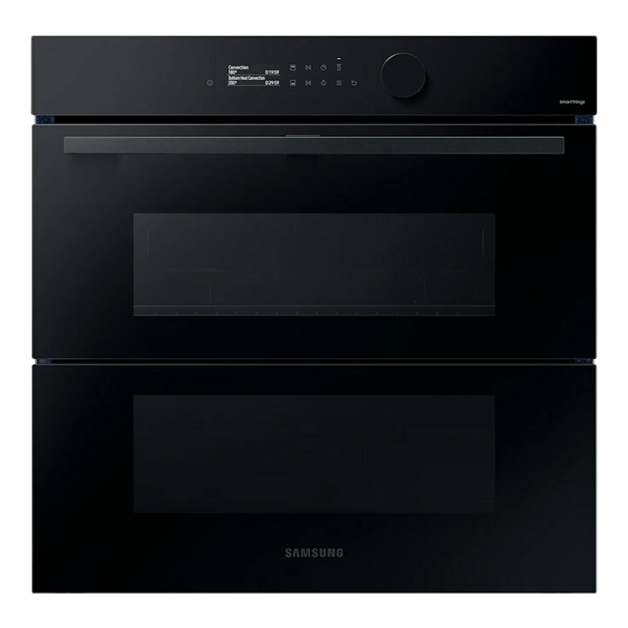 Horno Samsung NV7B5750TDK/U1 negro, vista frontal, con panel digital y mando giratorio.