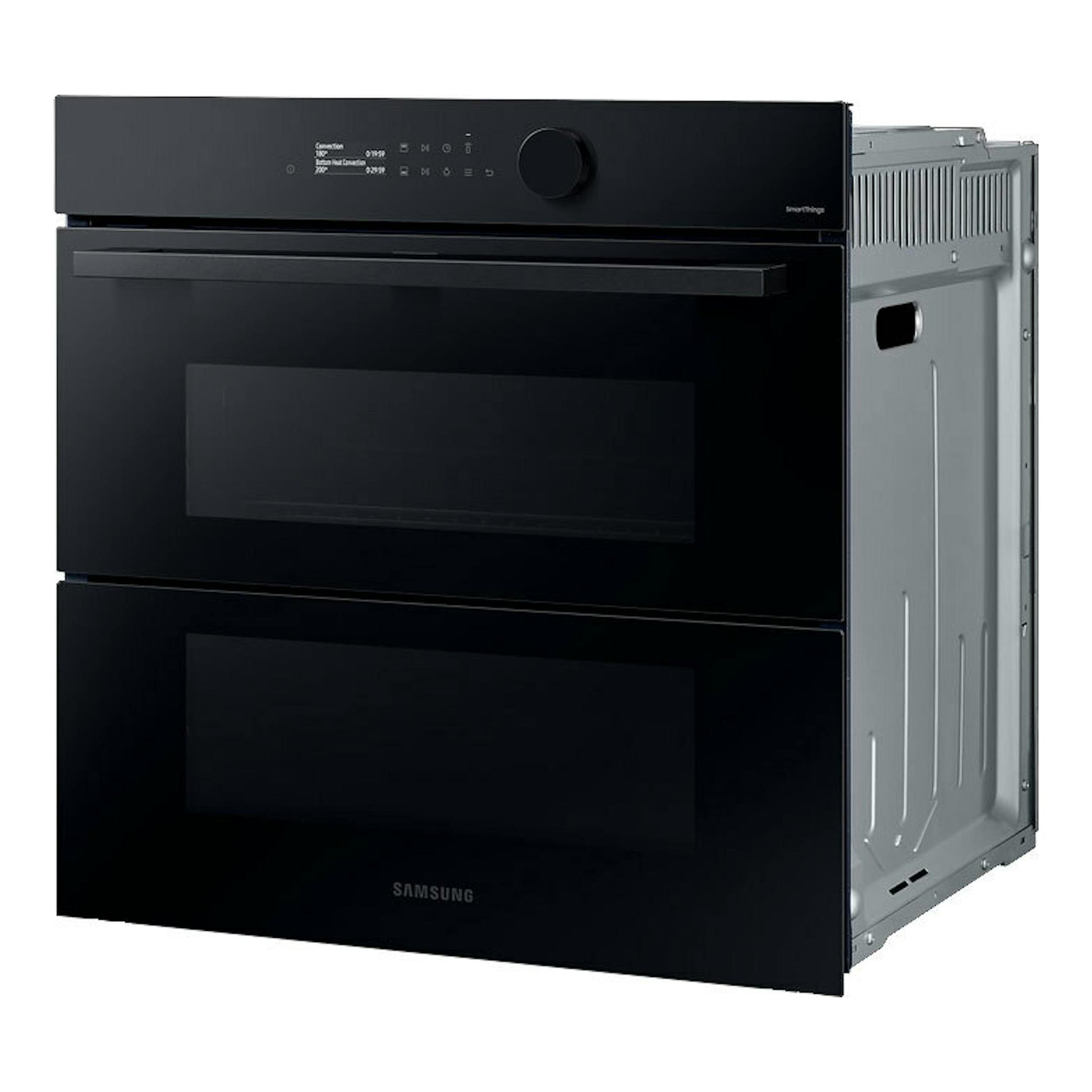 Horno Samsung NV7B5750TDK/U1 negro, vista frontal en ángulo, con dos puertas y panel de control superior.