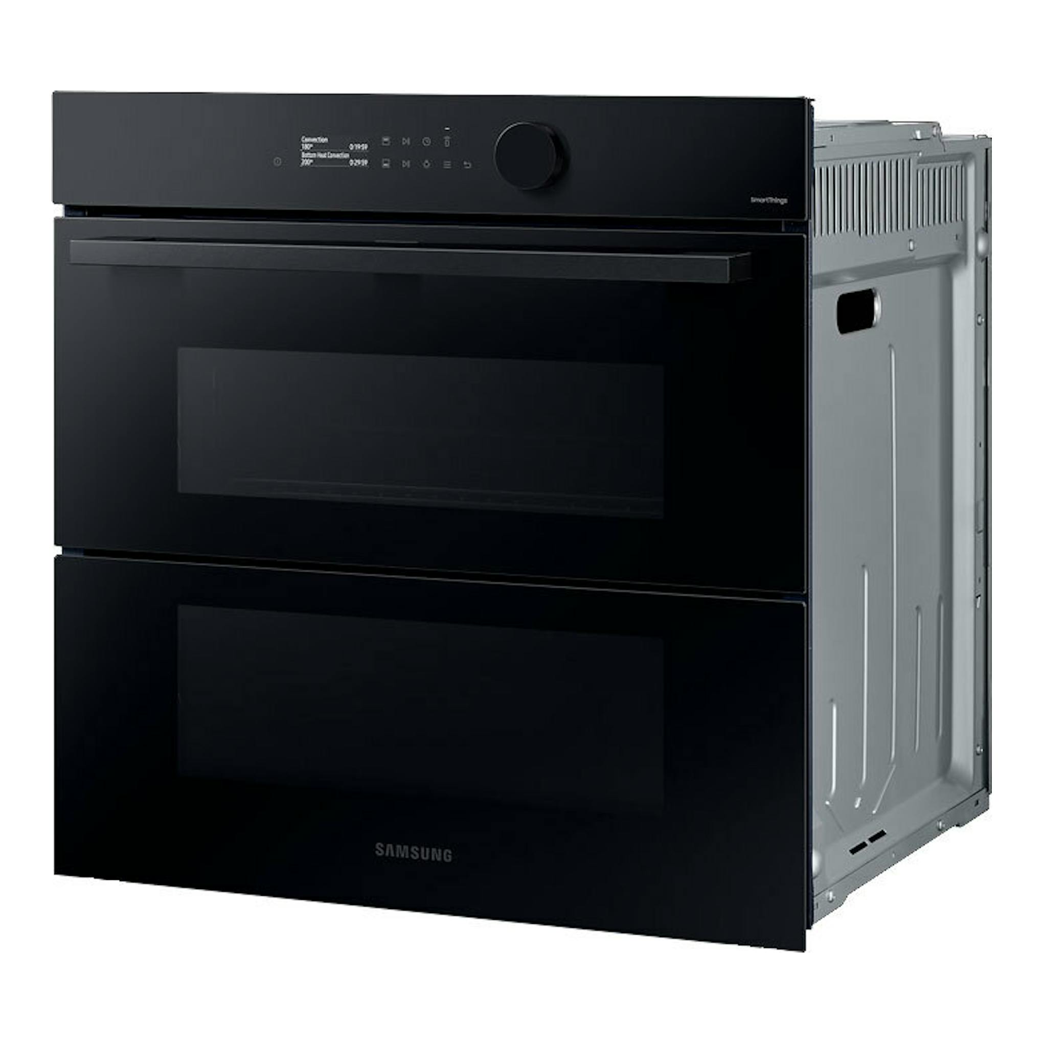 Horno Samsung NV7B5750TDK/U1 negro, vista frontal en ángulo, con dos puertas y panel de control superior.