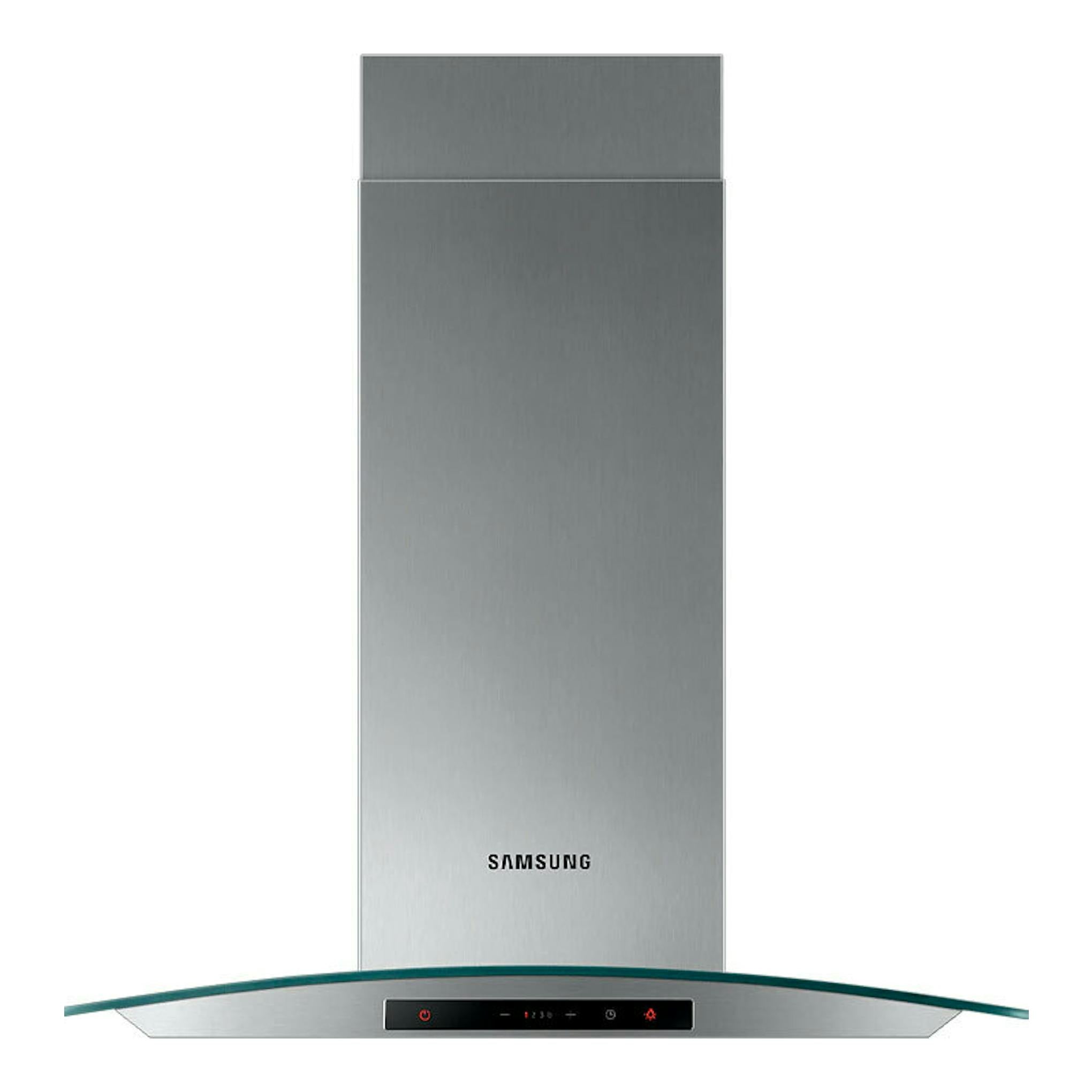 Campana decorativa Samsung NK24C5070DS/UR inox, vista frontal, con panel negro inferior.