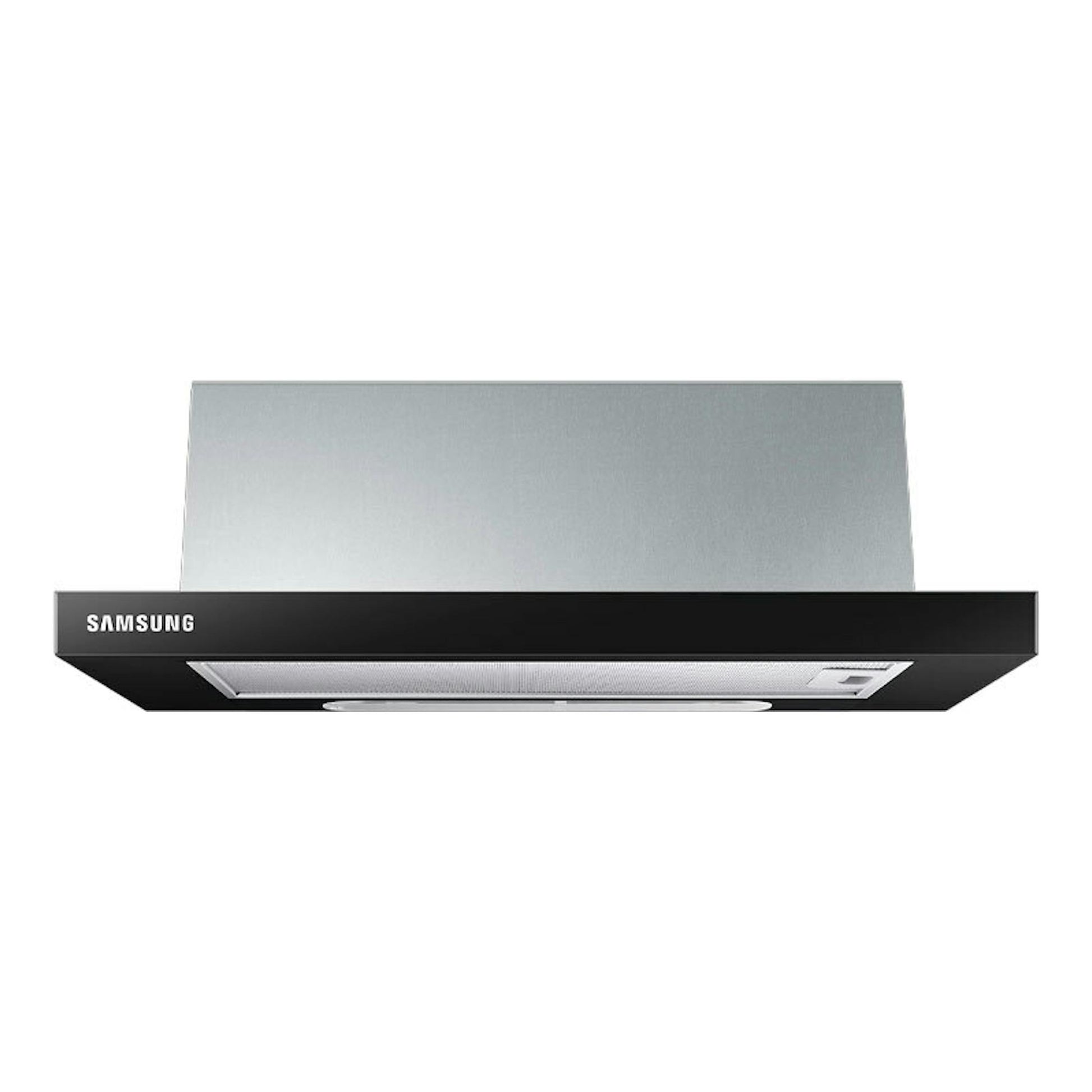 Campana telescópica Samsung NK24M1030IB/UR negra y plateada, vista frontal.