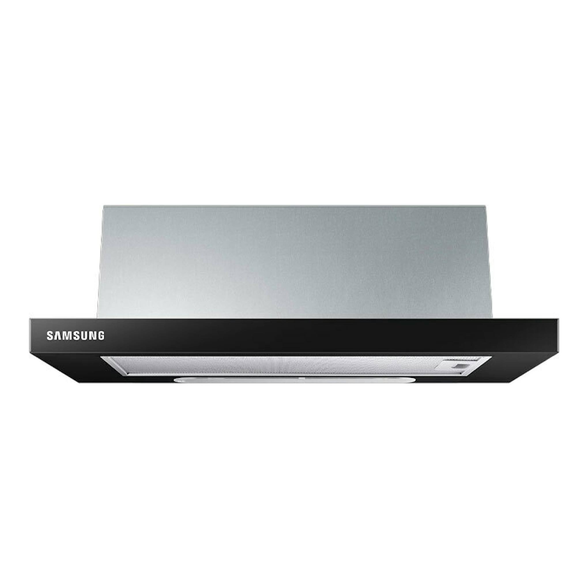 Campana telescópica Samsung NK24M1030IB/UR negra y plateada, vista frontal.