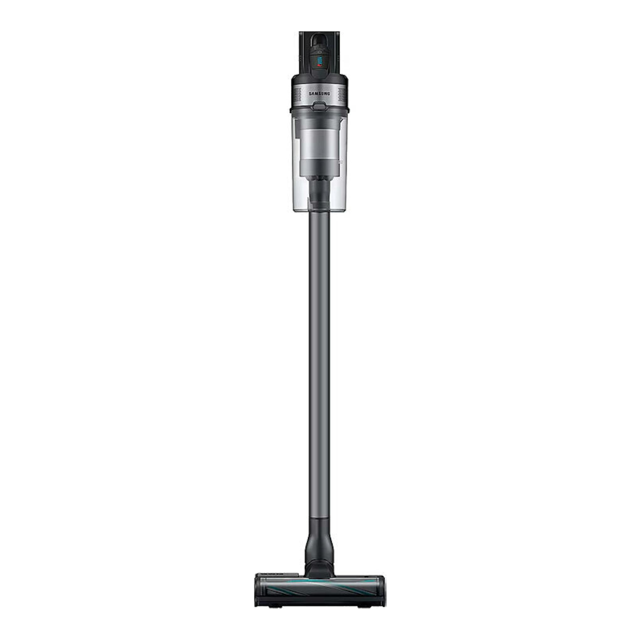 Aspiradora escoba inalámbrica Samsung VS20B75ACR5/WA, vista frontal, color gris y negro.