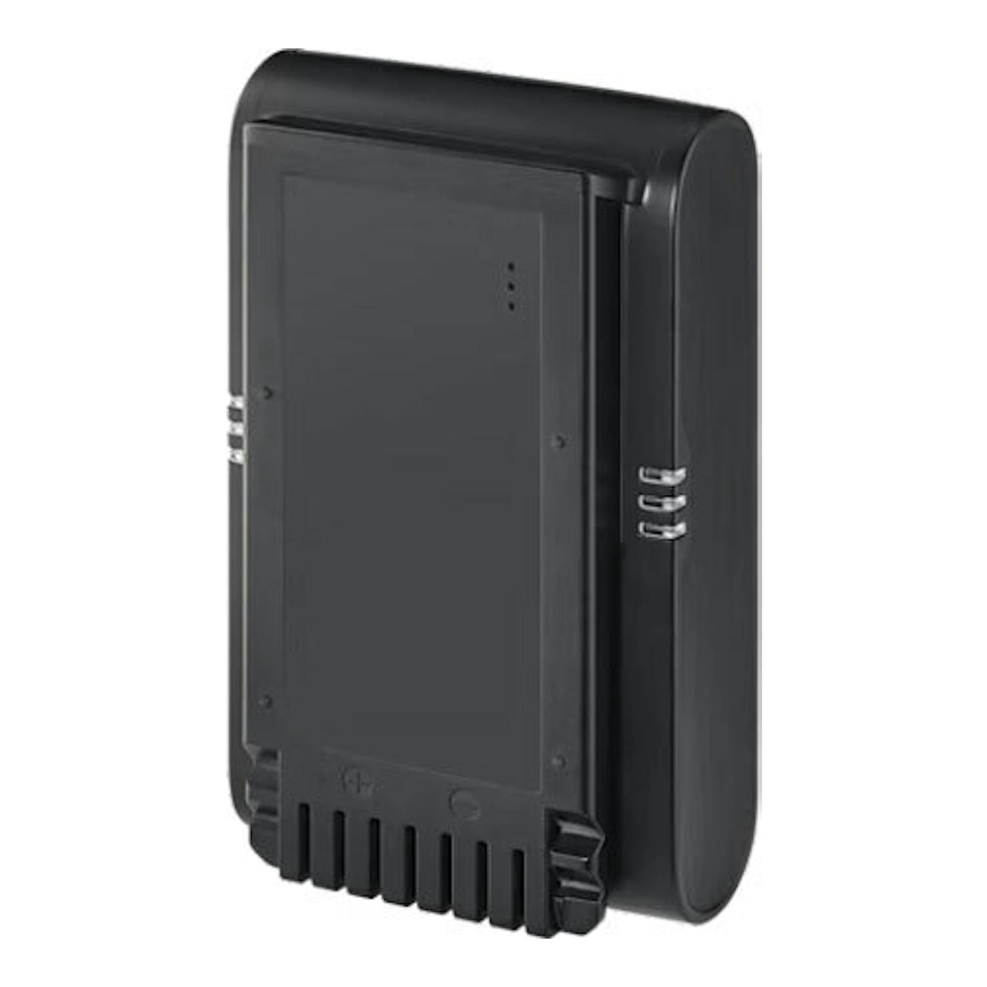 Batería negra extraíble para aspirador escoba Samsung VS20B75AGR1/WA, vista lateral y trasera.