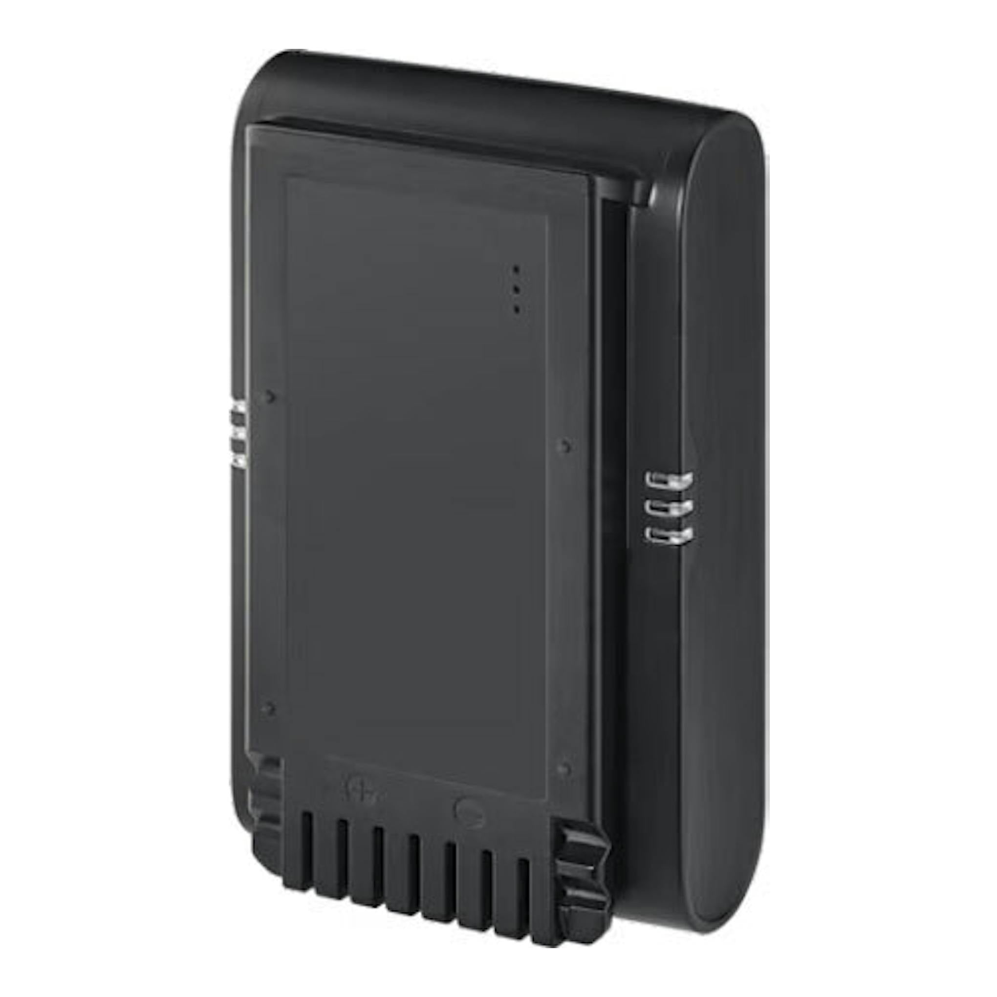 Batería negra extraíble para aspirador escoba Samsung VS20B75AGR1/WA, vista lateral y trasera.