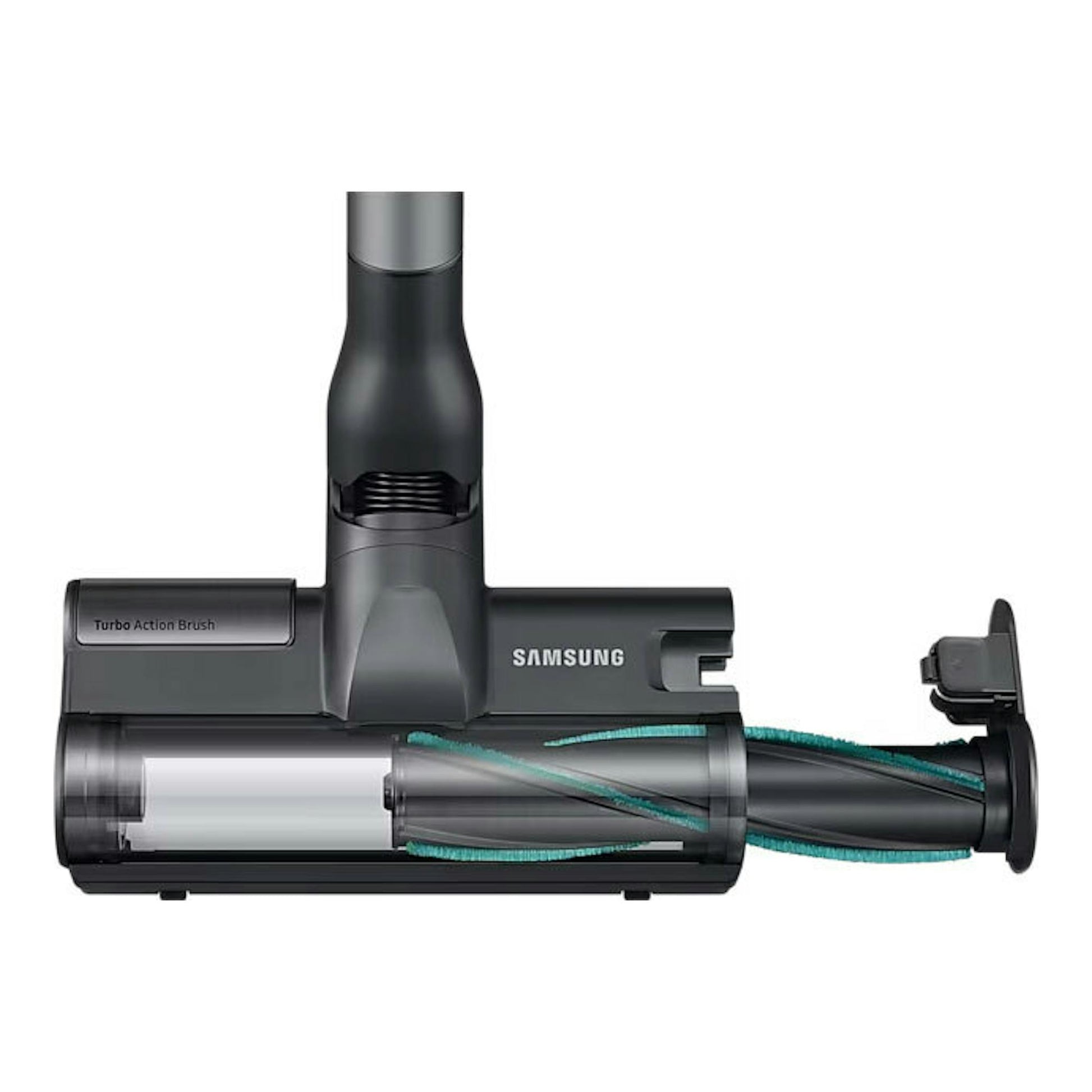 Accesorio de aspirador escoba Samsung VS20B75AGR1/WA, cepillo Turbo Action Brush negro, vista lateral.