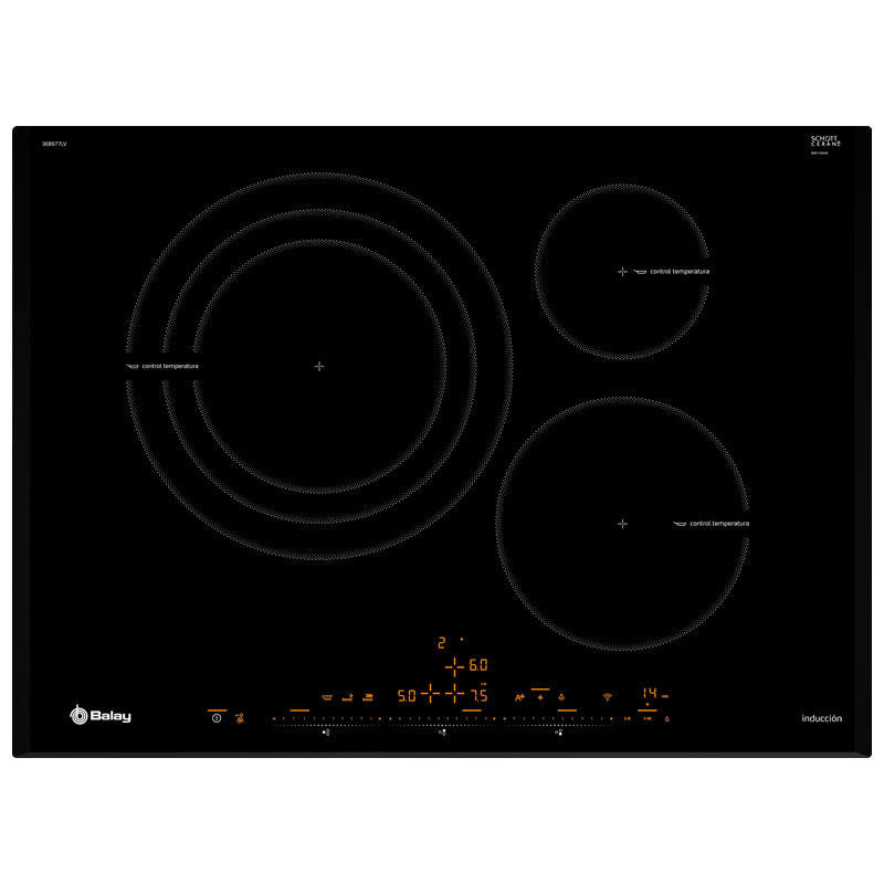 Placa inducción  Balay 3EB967FR, 3 zonas, Control táctil, 32 cm, negro