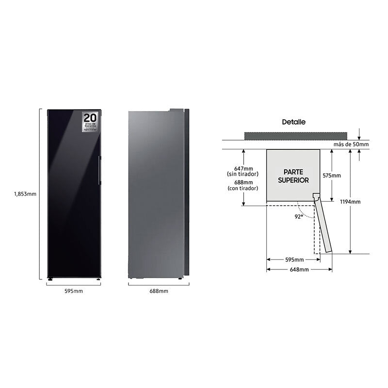 Congelador vertical Samsung RZ32A748522/EF Negro (1)