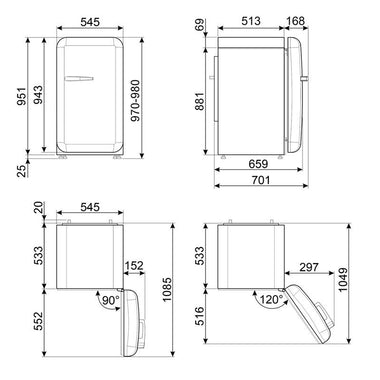 Frigorífico 1 puerta Smeg FAB10LCR5 Crema (1)