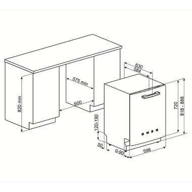 Lavavajillas integrable Smeg STFABCR3 Crema 60 cm (1)