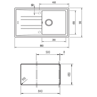 Fregadero Teka STONE 50 B-TG 1C 1E Blanco (1)