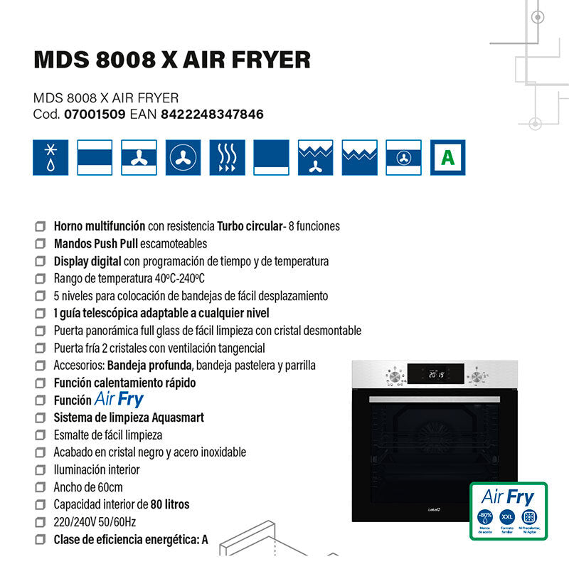 Horno Cata MDS8008X AIRFRYER Inox (6)